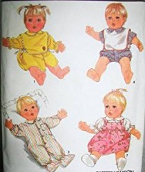 8417 SIMPLICITY 21" BABY DOLLS DRESS, BIB, JUMPER, TOP, ROMPER PATTERN UNCUT